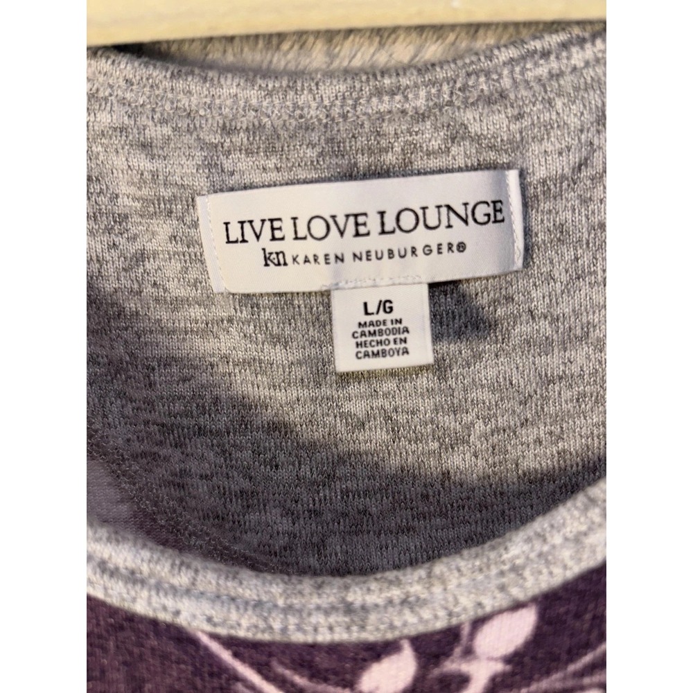 Live Love Lounge Pajama Set Womens Large Purple Floral Tank Top Pants Soft - Picture 2 of 6